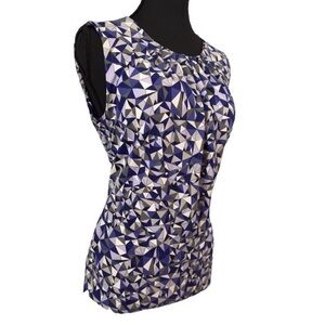 Calvin Klein Sleeveless Top Geometric Ruched Small 24” Length Bust 36.25” - 42”